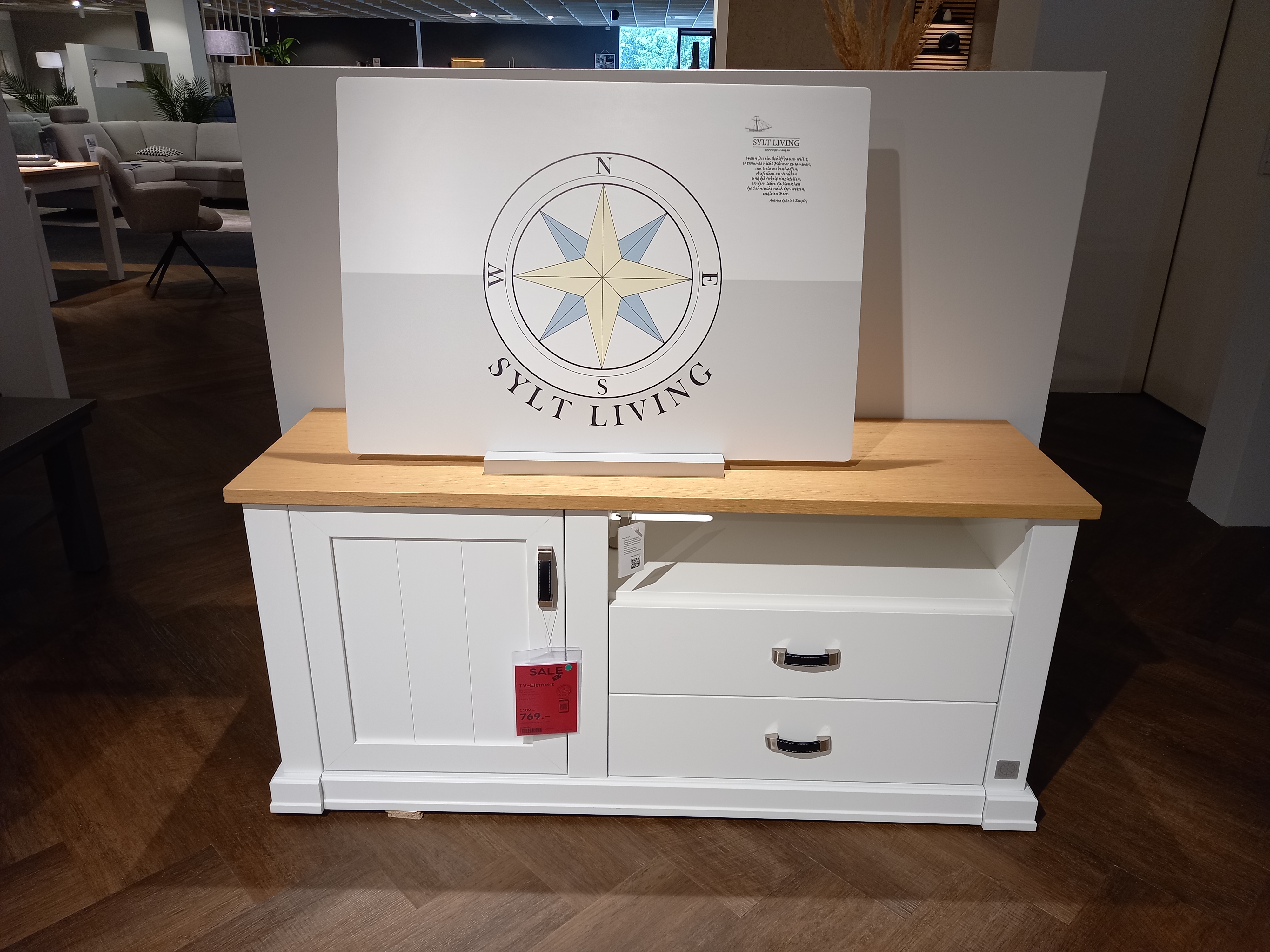Wehrsdorfer TV-Element SYLT LIVING 6004 in Asteiche/weiß, Moebel, Tabelle, Kabinett, Schreibtisch, Holz