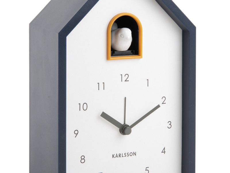 Wecker MODERN CUCKOO in Fb. dunkelblau, 12x20x6cm, Uhr, Wanduhr, Analoguhr, Küchenuhr, Miniaturfigur
