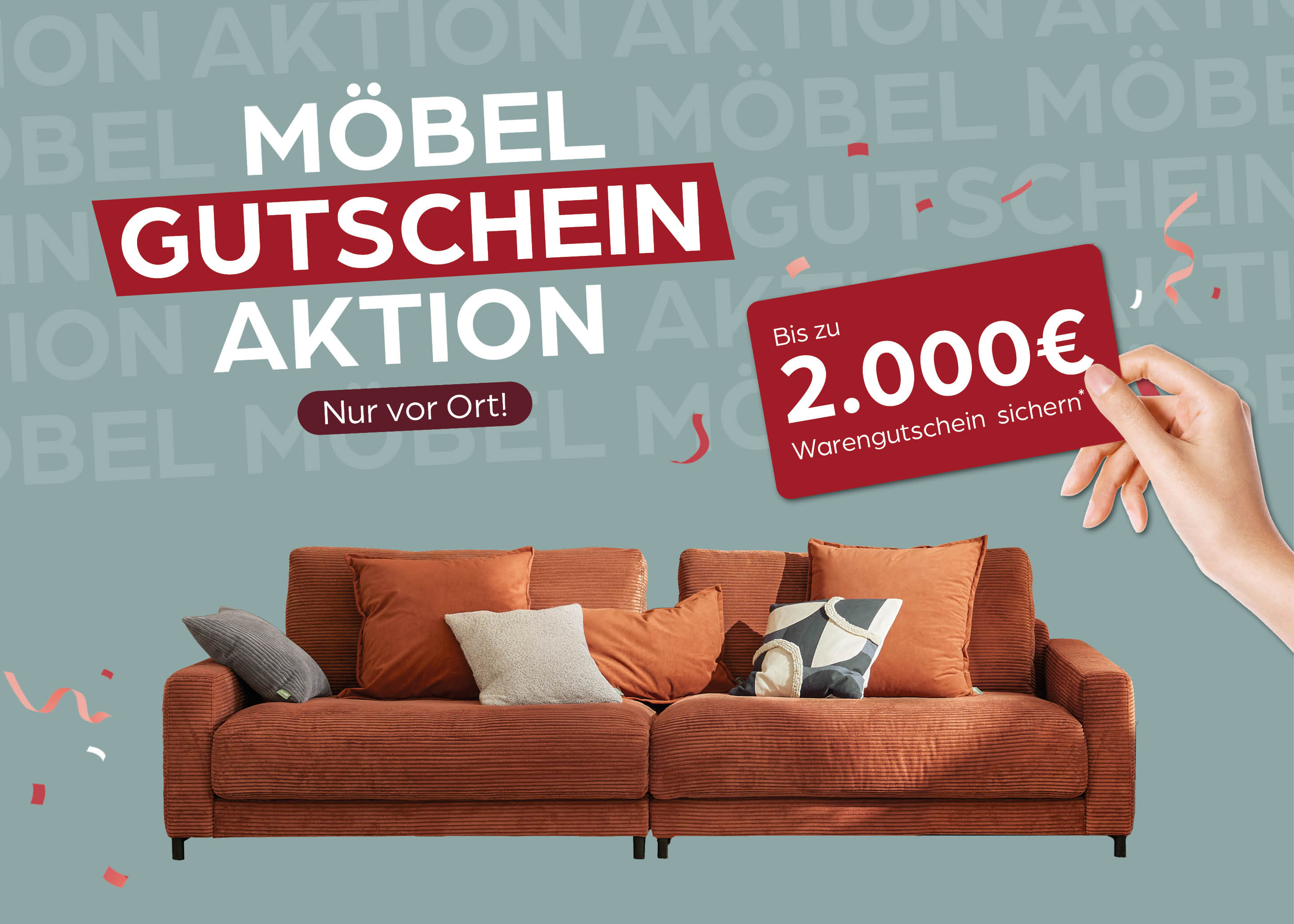 Sofa, Wohnzimmermöbel, Stoffsofa, Kissen, orange