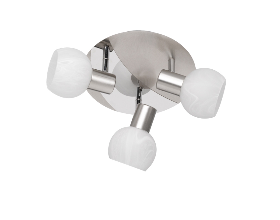 Reality Strahler ANTIBES 3-flammig in Farbe Nickel matt, Glas alabasterfarbig Reality Leuchten Strahler ANTIBES in Nickel matt, Glas alabasterfarbig