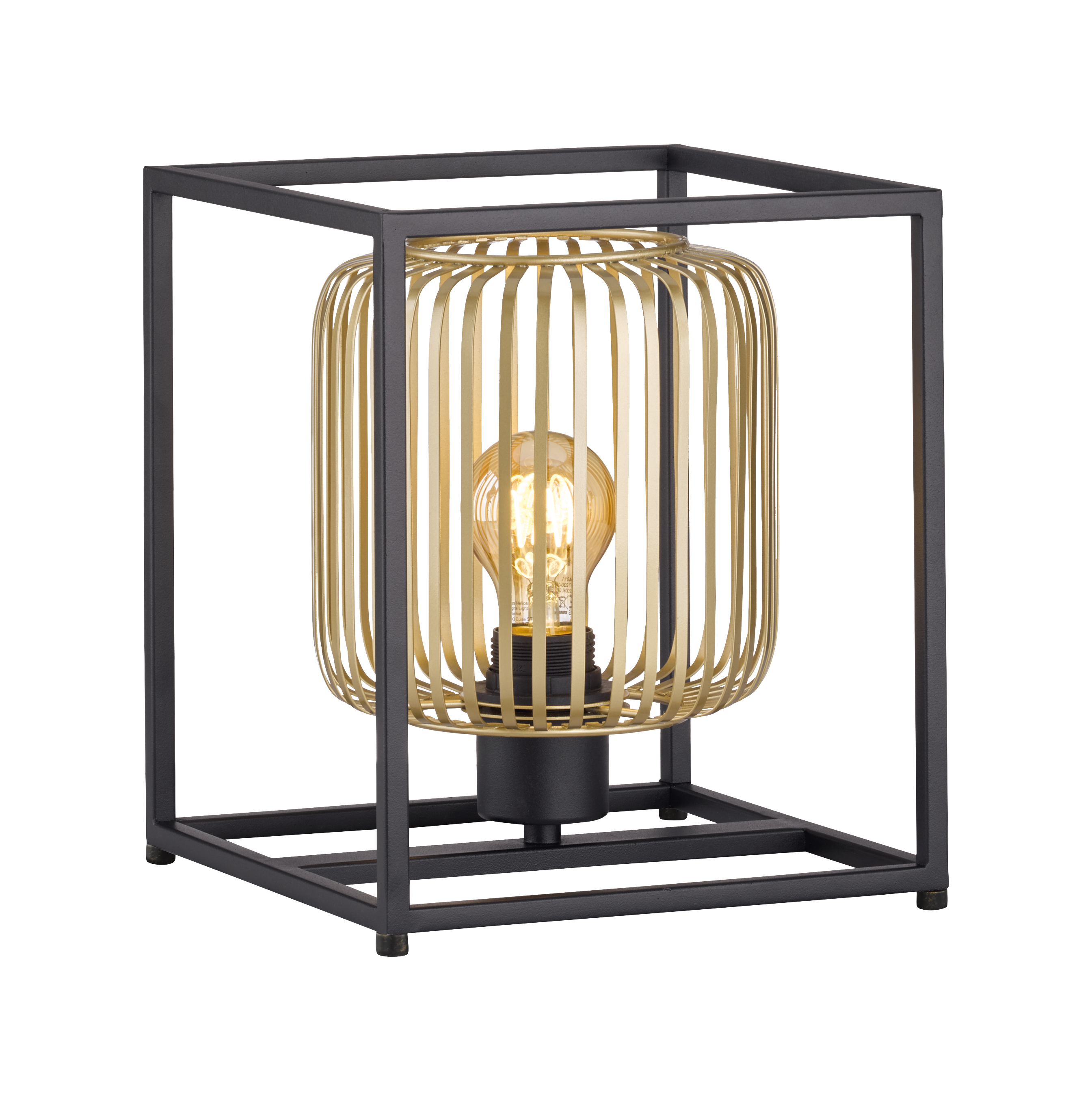 Fischer & Honsel Tischleuchte CAYDO in Metall sandschwarz/Metall goldfarbig 