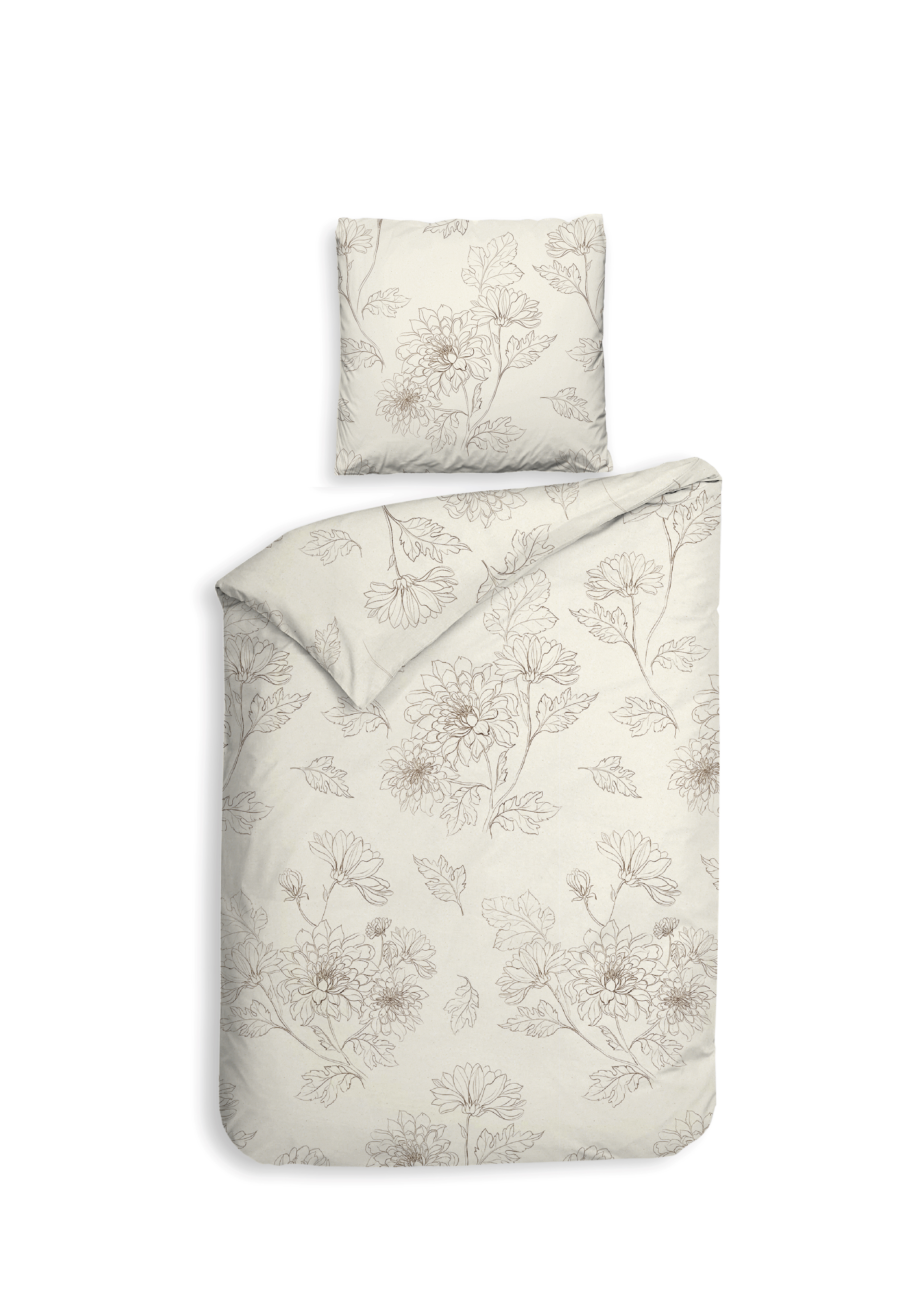Bettwäsche ca. 135x200cm GIGI in Weiß, Bettwäsche, Statement, Blumenmuster, Leinenoptik, Zierde
