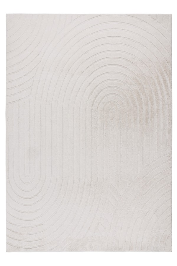 Webteppich COMFORT ca. 120x170cm in Farbe ivory, Teppich, Teppichmuster, Rundmuster, Kunststofffrei, Hellbeige