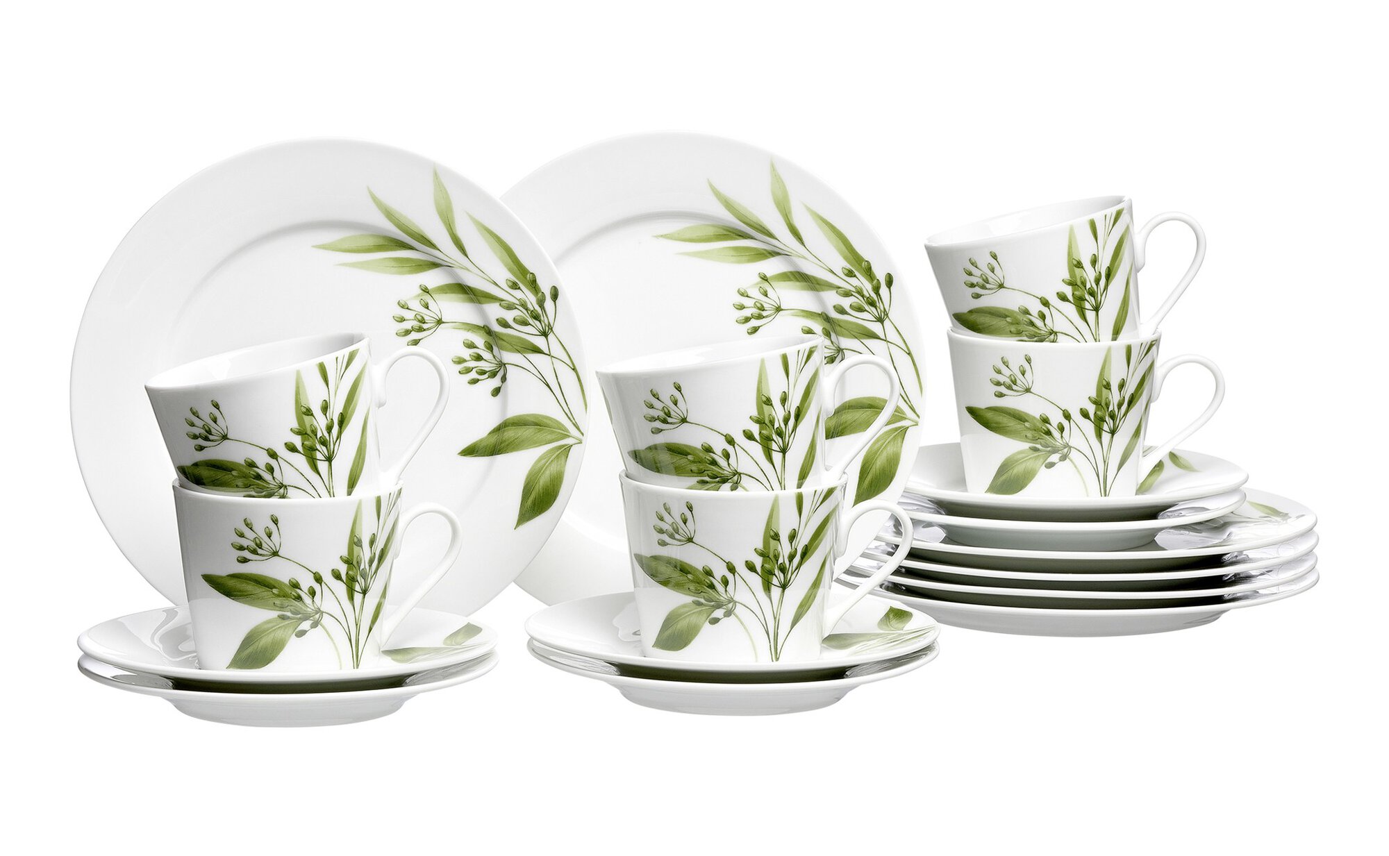 Ritzenhoff & Breker Kaffeeservice 18-teilig EVORA aus Porzellan weiß/grün