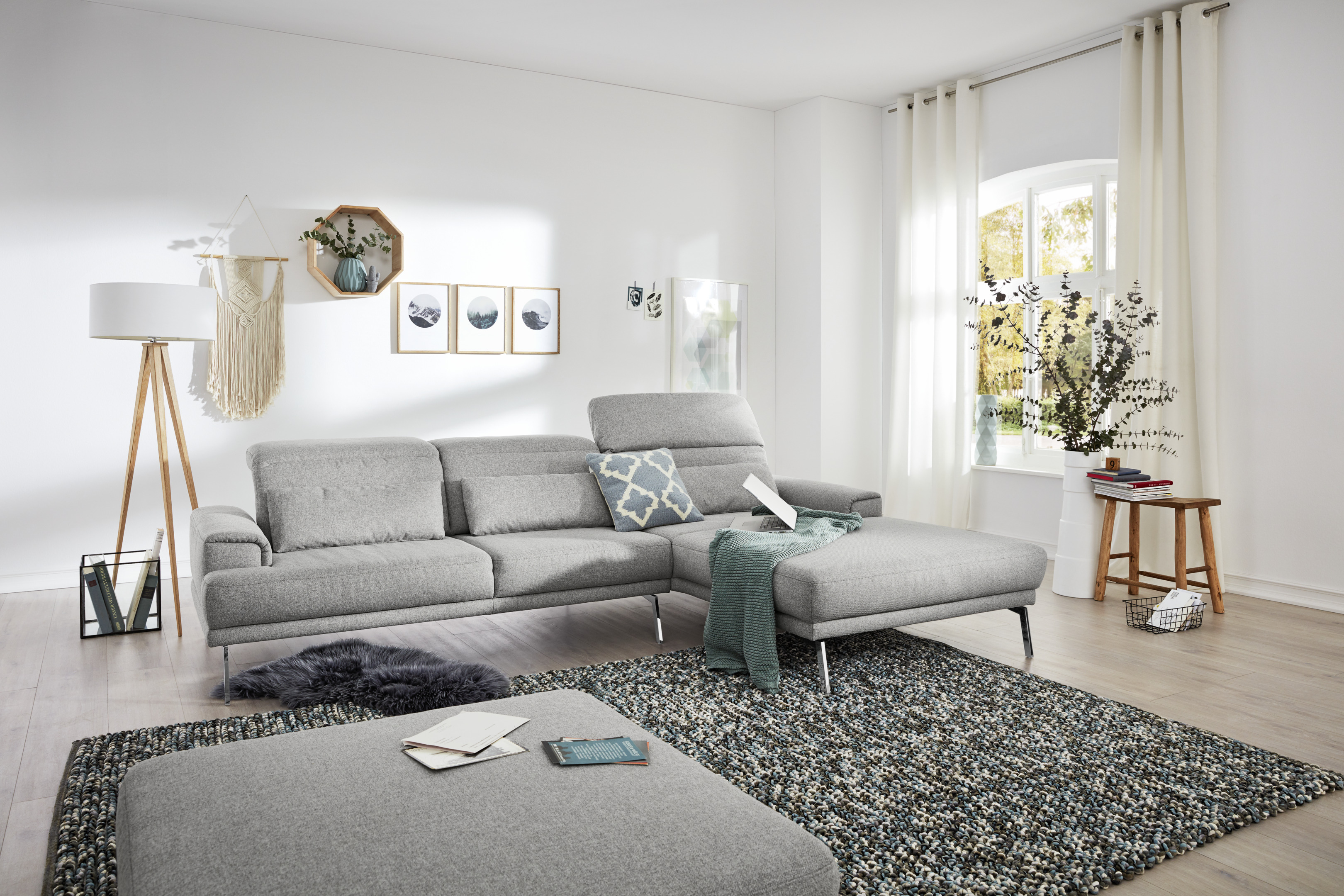 Musterring Polsterecke MR 4580 in Stoff Mono light grey