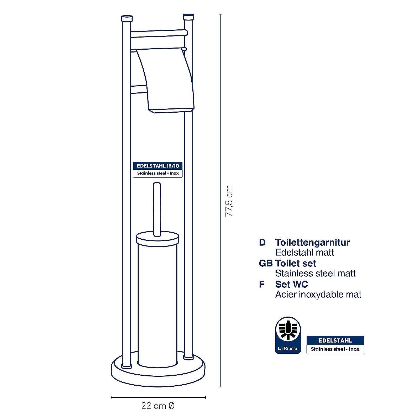 Kela Toilettengarnitur Swing SWING in Edelstahl silber matt 77,5cmh, Papier