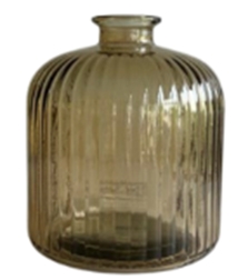 Fynch-Hatton Vase IMANI350 in Farbe walnut, Glasflasche, Vasenform, Ribbed-Glas, Bräunliches Glas, Kleine Flasche