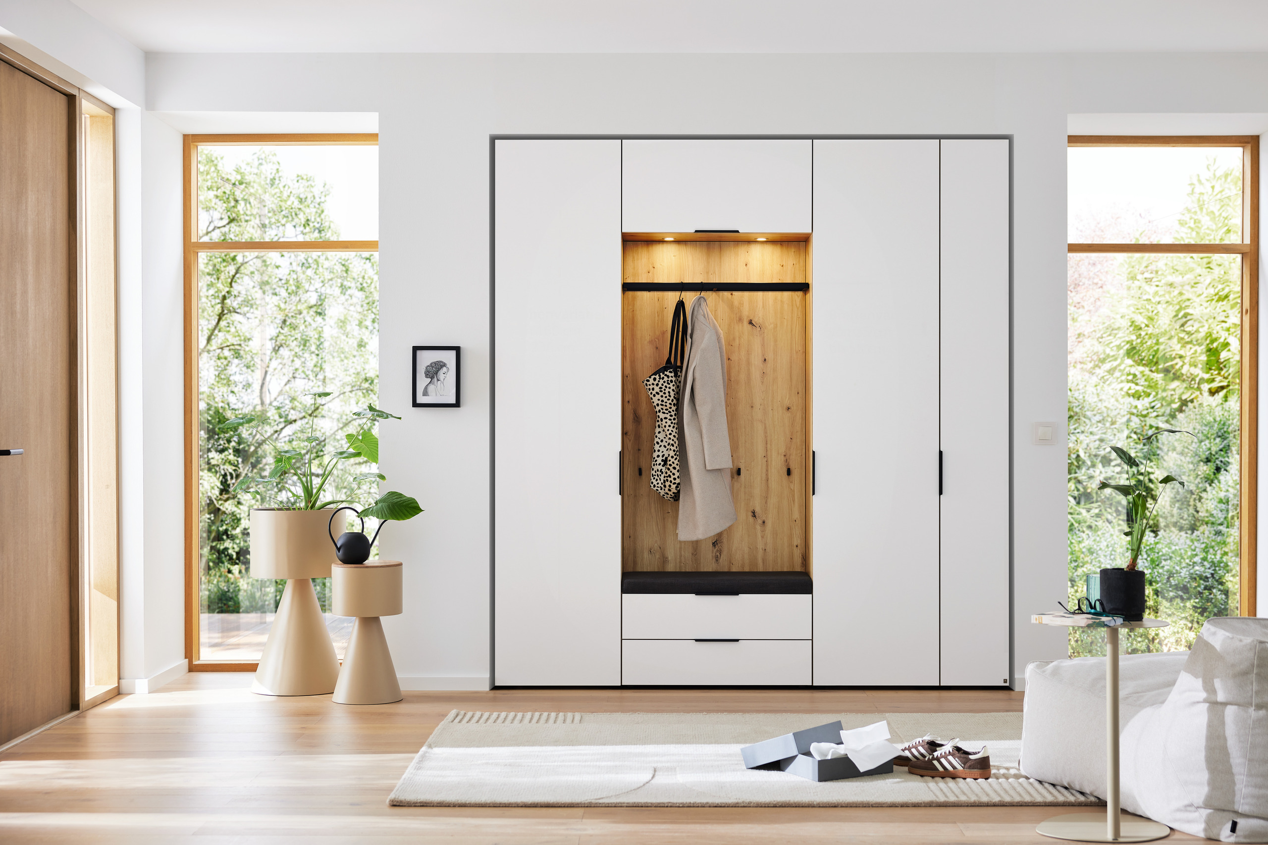 Musterring Garderobenkombination OVIDA ca.B223 H238 T40 cm in Korpus Eiche Artisan, Schrank, Kleiderschrank, offen, Holzoptik, groß