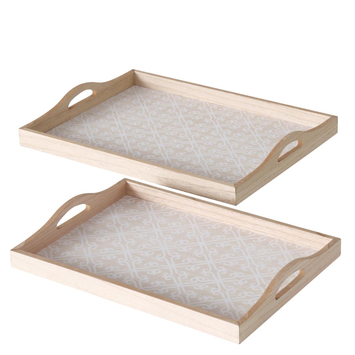 Boltze Tablett Mael 25cm MAEL in Pappel beige, natur, weiß