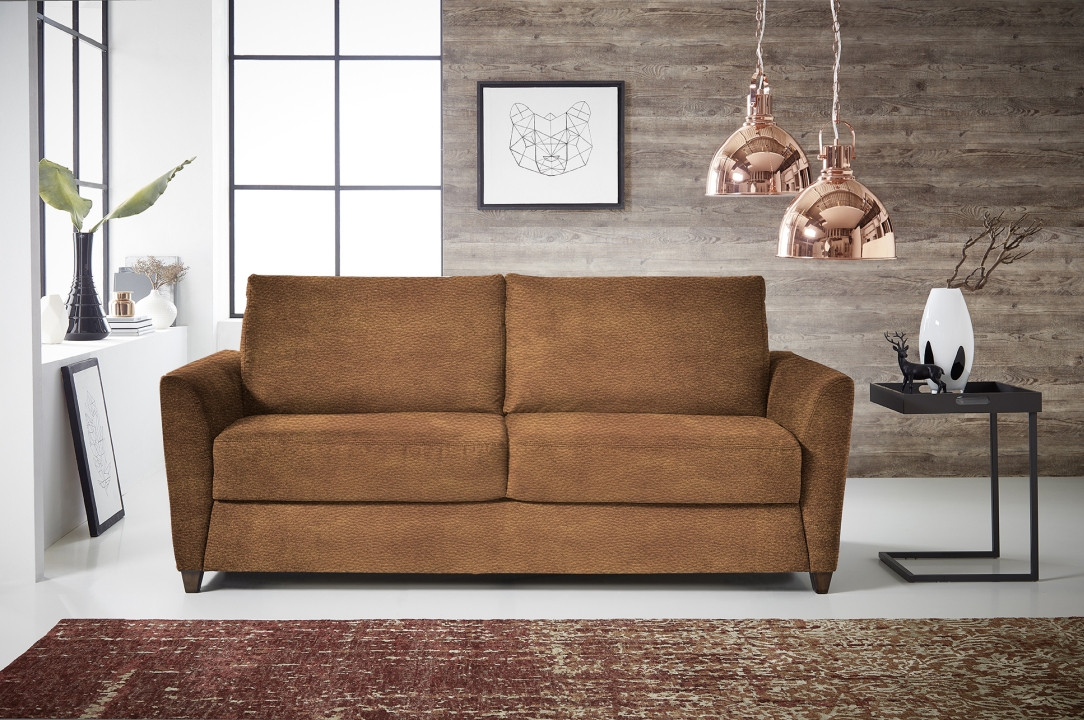 Schlafsofa BERGAMO ca. 140x200cm in Stoff braun