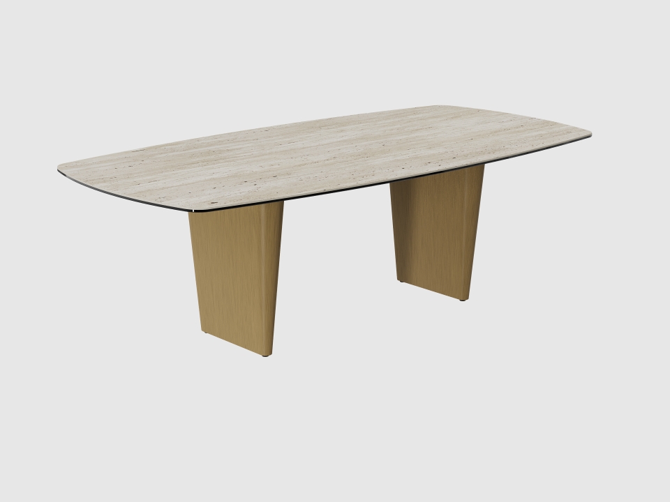 Akante Couchtisch AUGUSTE in Platte: Keramik Travertin // Couchtisch // Platte Keramik Travertin // Stahlgestell Bronzeoptik lackiert // ca. 1410x70 cm // Höhe ca. 45 cm