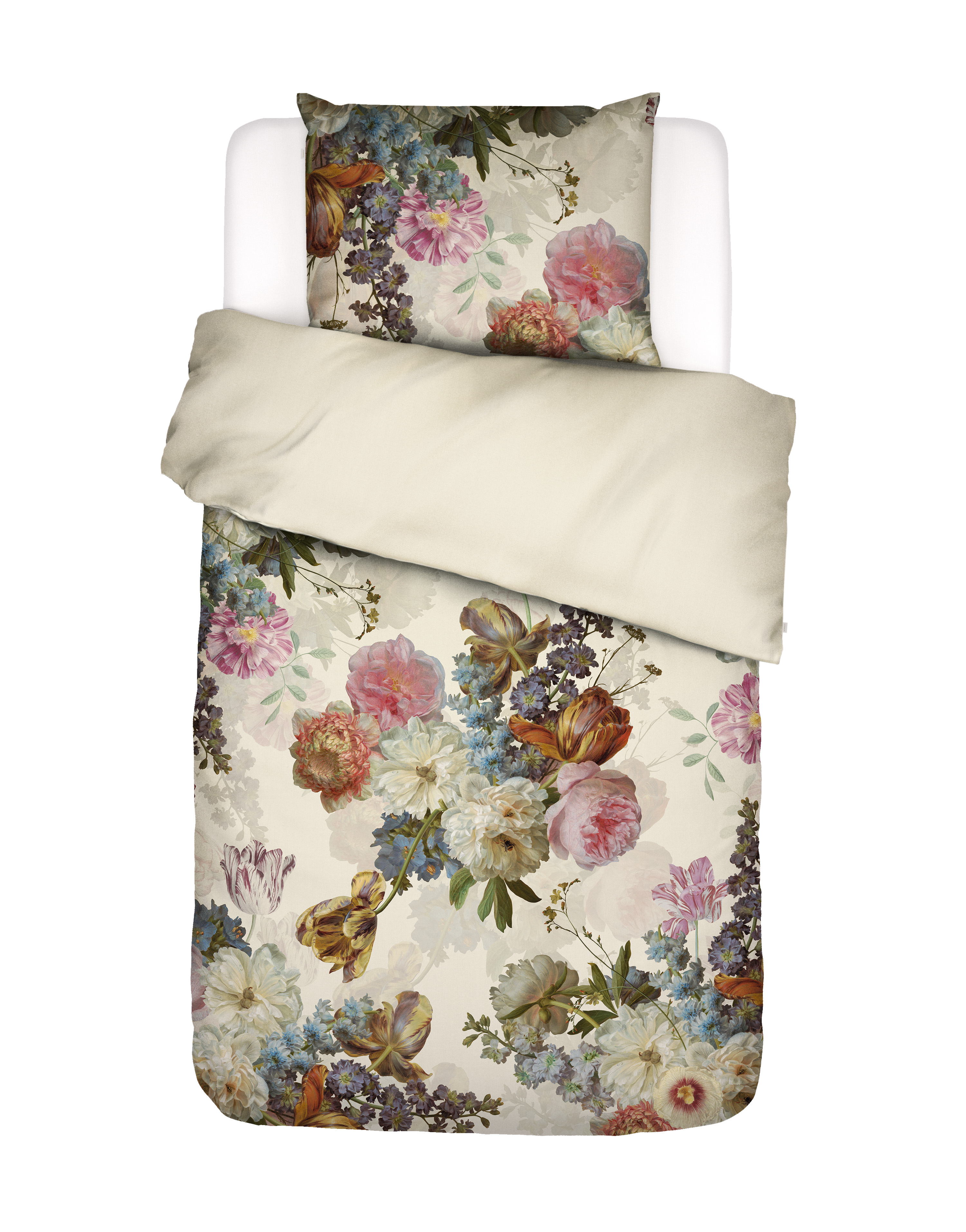 Bettwäsche ROSABELLE ca. 135x200cm in Farbe Vanilla, bettwäsche, duvet-bezug, blumendesign, beige, kissenbezug