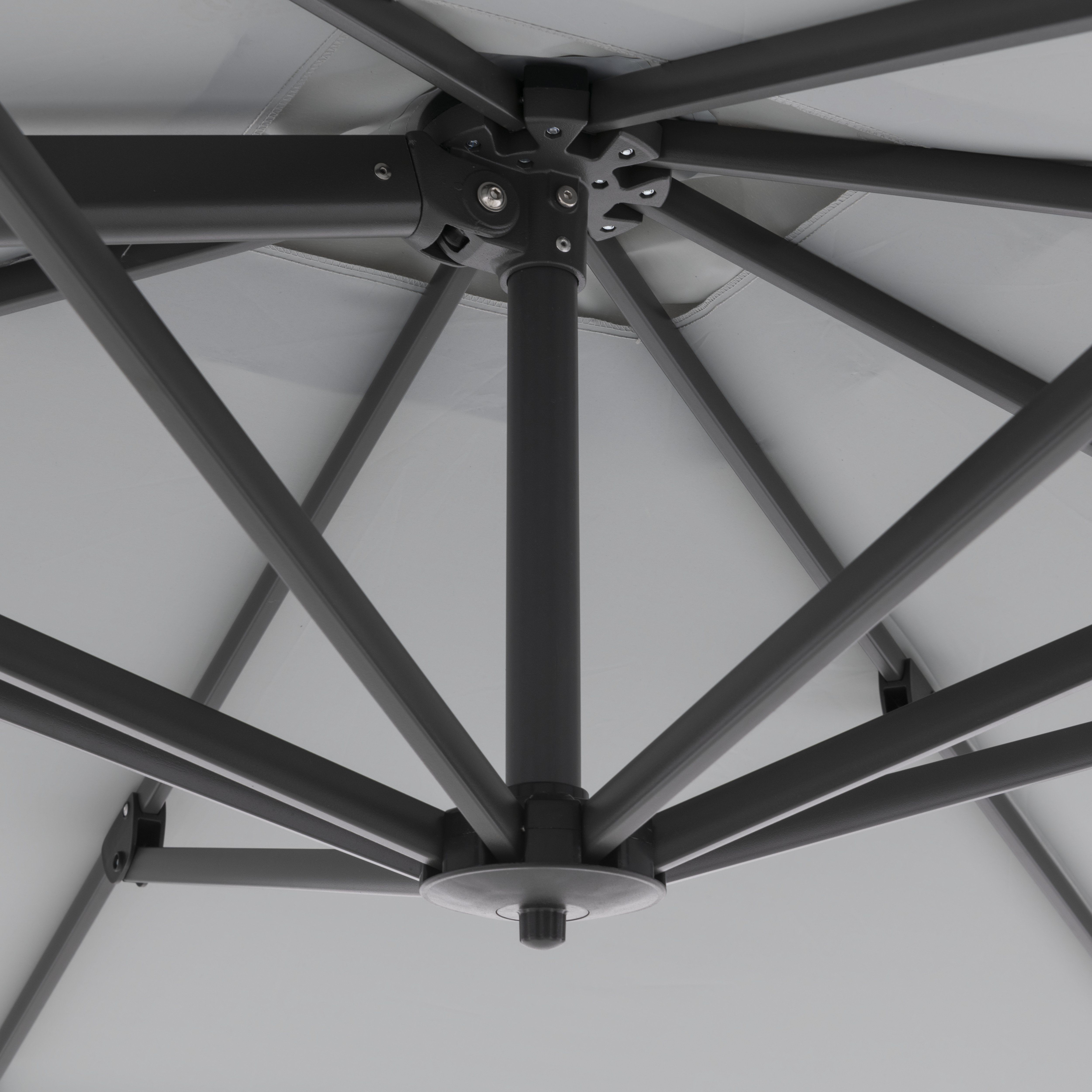 Doppler Pendelschirm ACTIVE PENDEL ca. 310x210cm in Farbe hellgrau, Schirmrahmen, Faltmechanismus, Zentrales Hub, Metallstreben, Schirmstütze