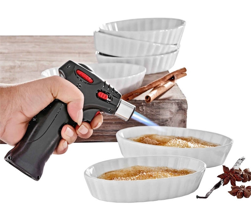 GEFU Crème-Brûlée-Set CARMELLO in Farbe weiß, Butane-Torch, Küchen-Torch, Küchengerät, Koch-Torch, Gourmet-Feuer