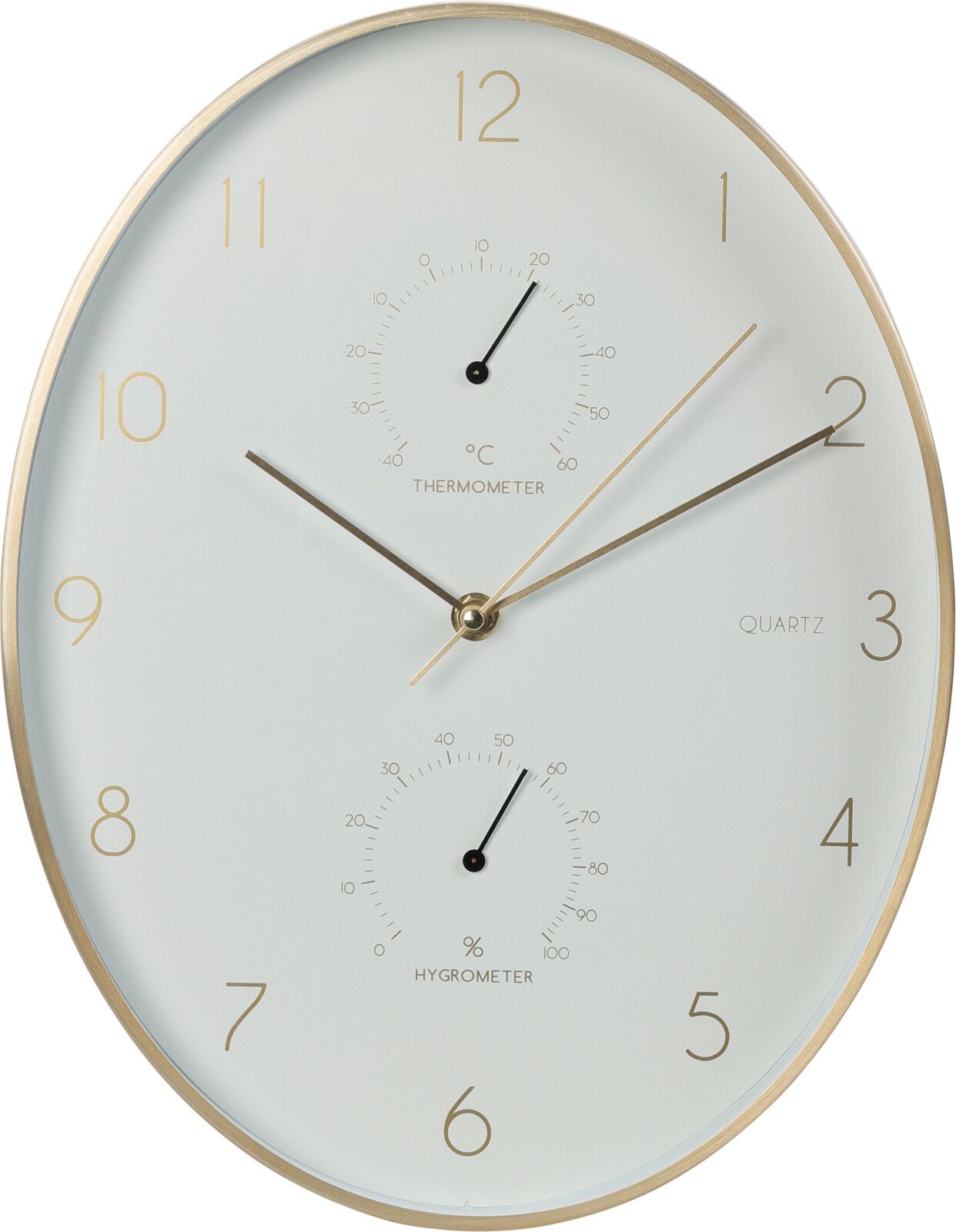 Wanduhr Oval ca. 34,5x27x4,2cm in gold/weiß