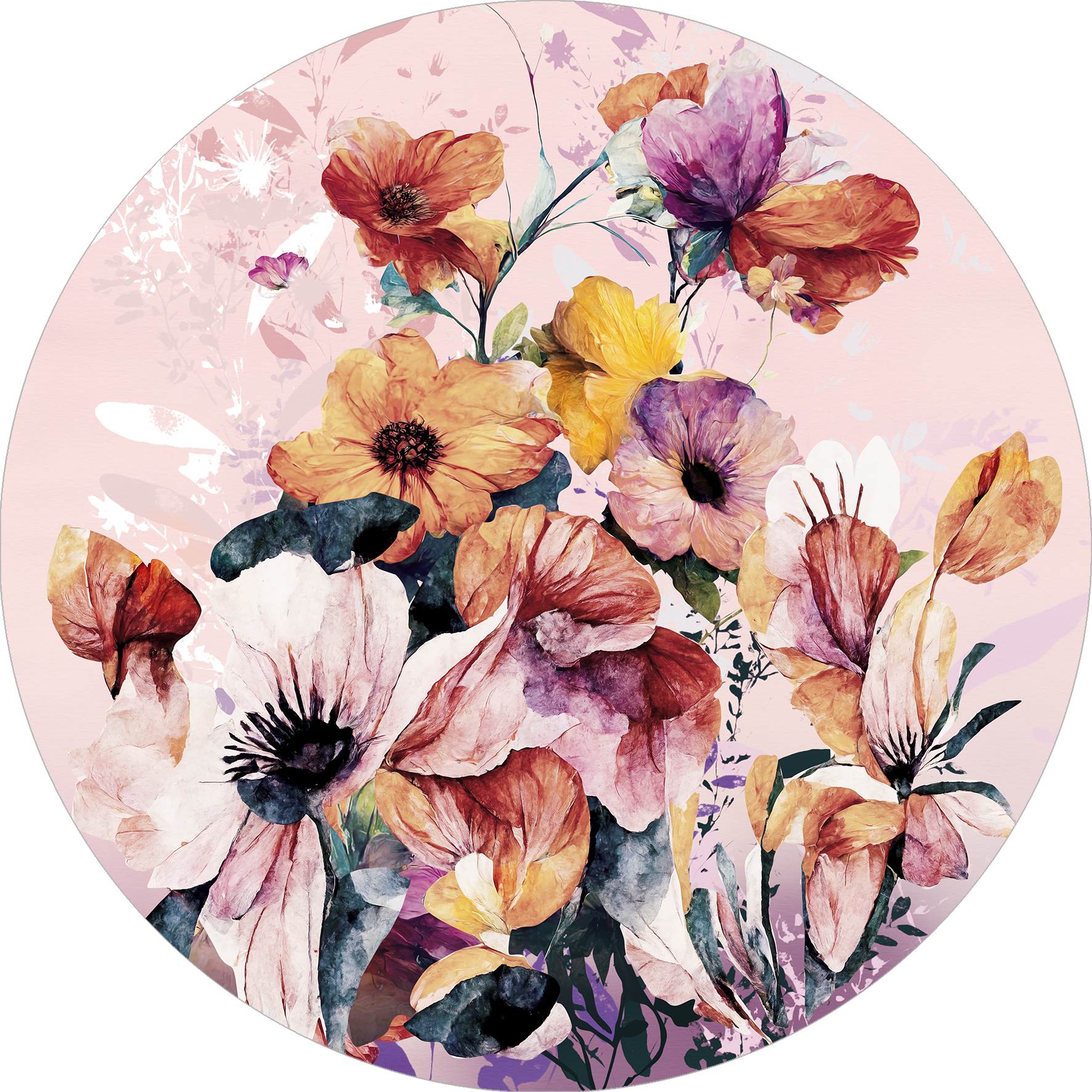 ProArt Alu-Art rund Ø 98cm Watercolor Flowers VIII ProArt Alu-Art rund Ø 98cm Watercolor Flowers VIII
