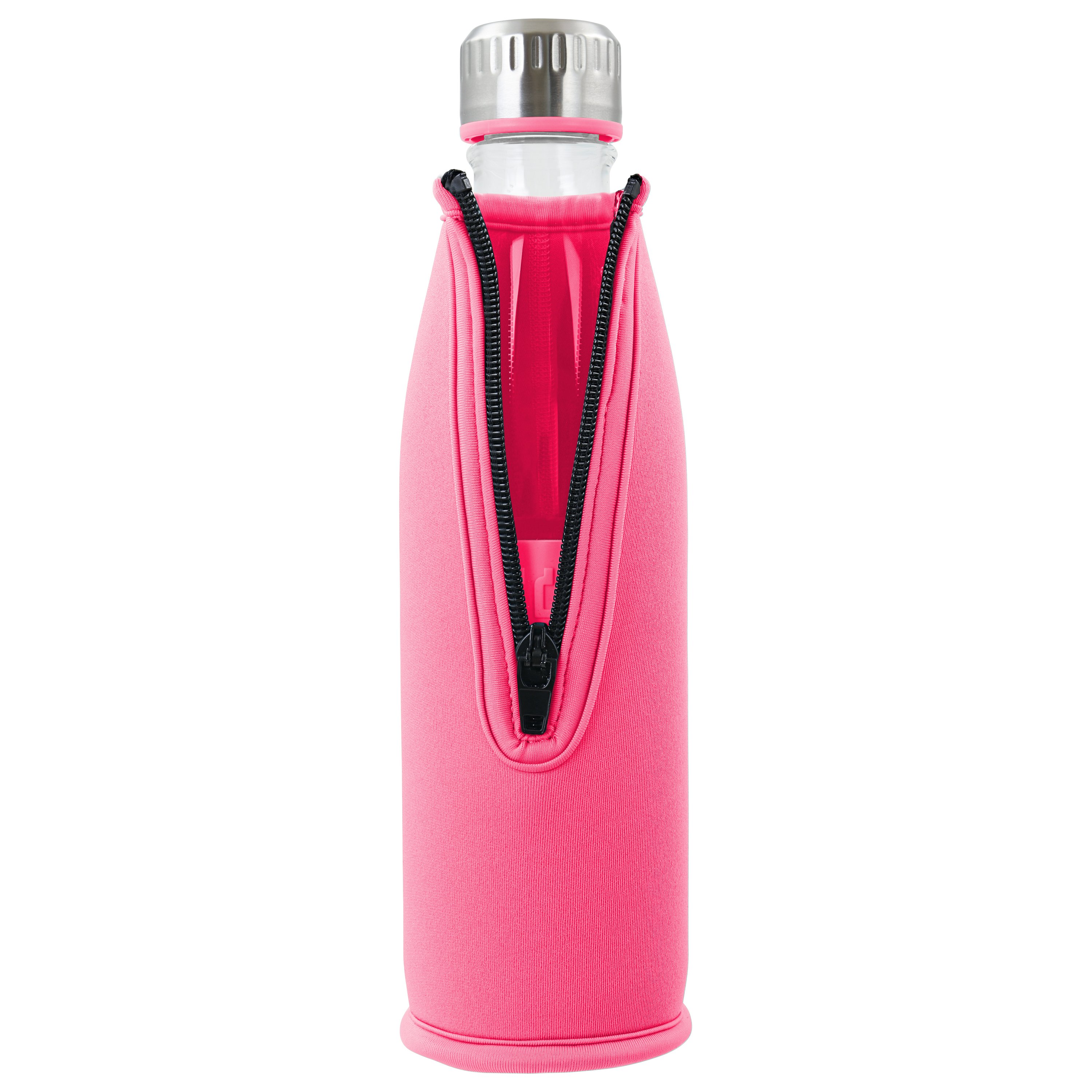 boddels Trinkflasche Dree 650ml in Himbeerrot mit Neoprentasche