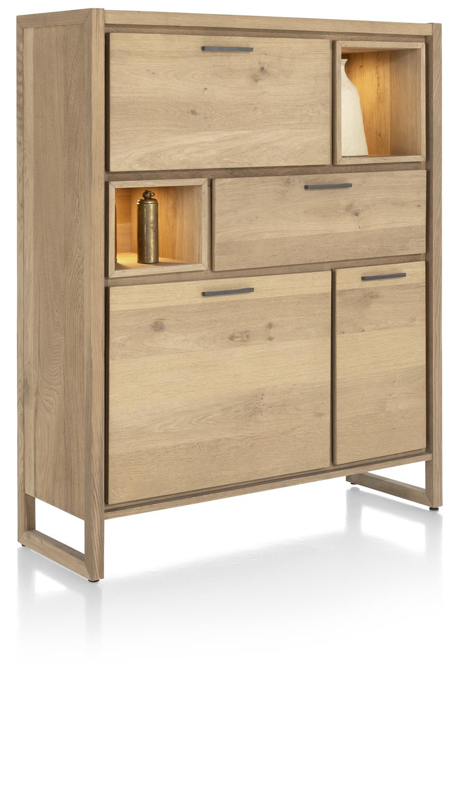 Henders & Hazel Highboard NYSTEAD ca. B125 H150 T42 cm in Eiche furniert mit Platinlack