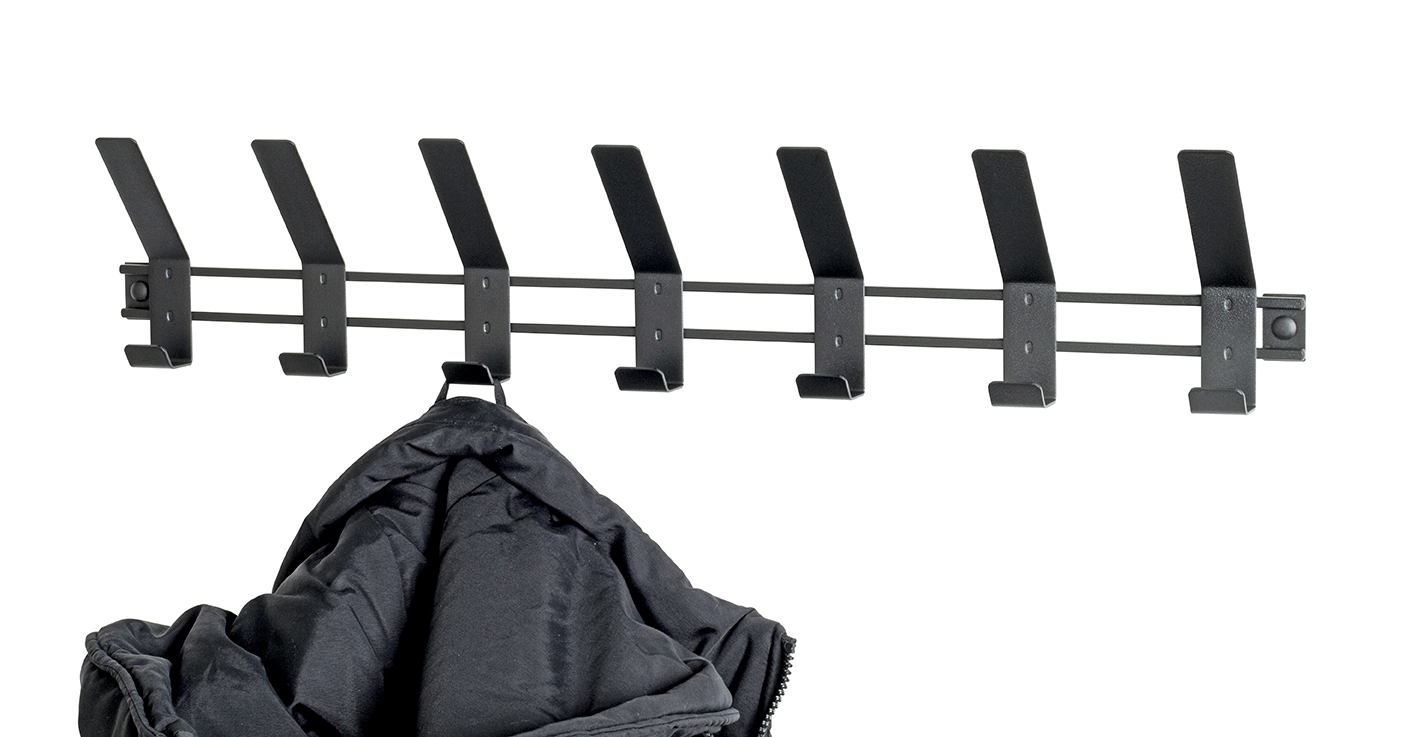 Garderobenleiste in Schwarz, Garderobenhaken, Hakenleiste, Mantelhaken, Wandhaken, Kleiderhaken, Garderobenhaken, Kleiderhaken, Hakenleiste, Mantelhaken, Jackets hanger