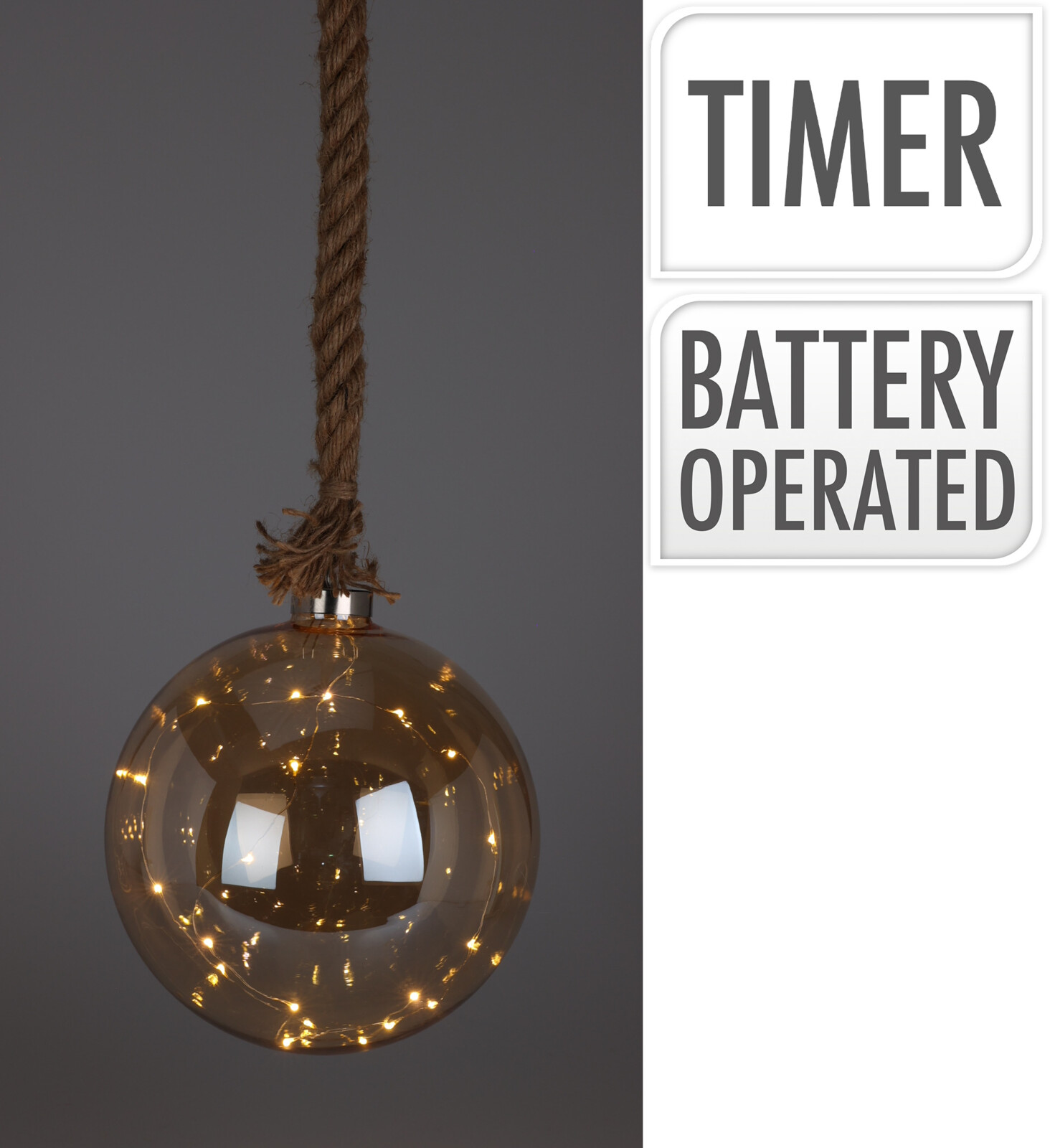 Hängedeko Kugel mit LED 20 cm, Zubehor