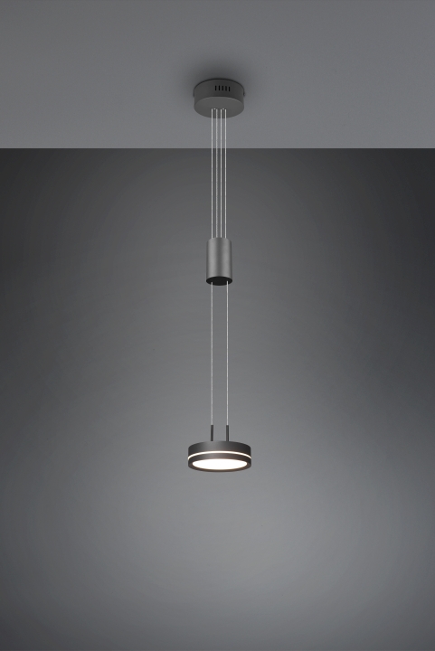 Trio LED-Pendelleuchte FRANKLIN in anthrazit, Schirm Aluminium anthrazit