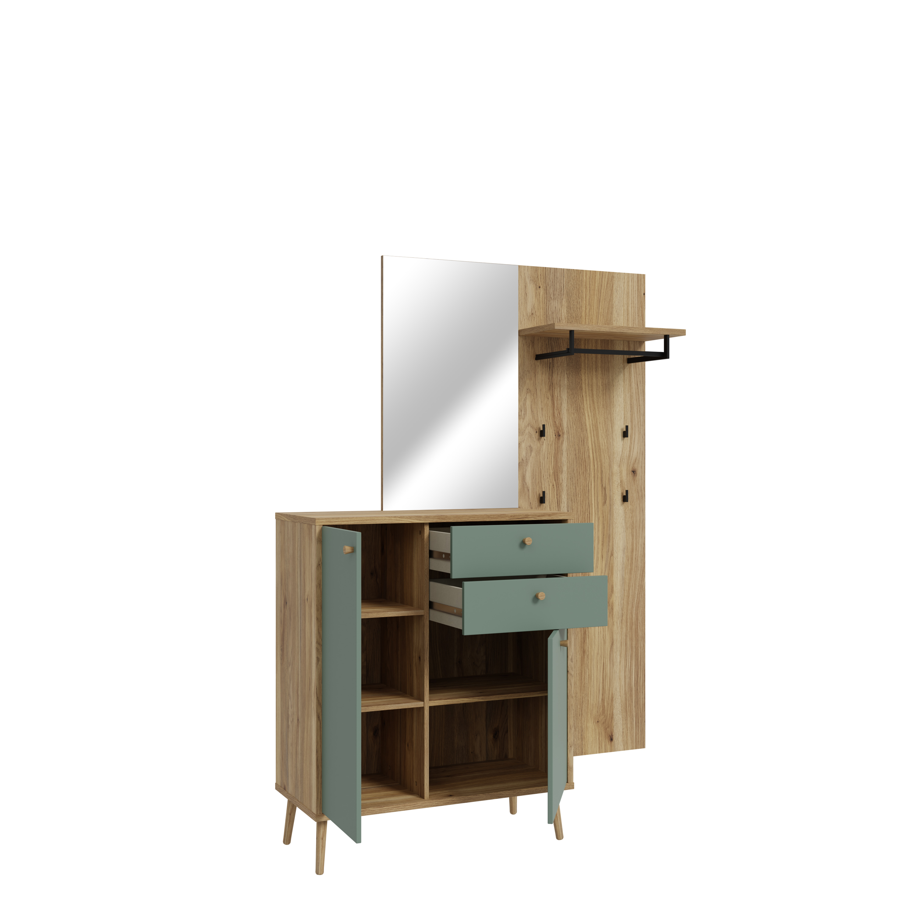 Forte Möbel Garderobe WHENUA in Mauvella oak/Sage