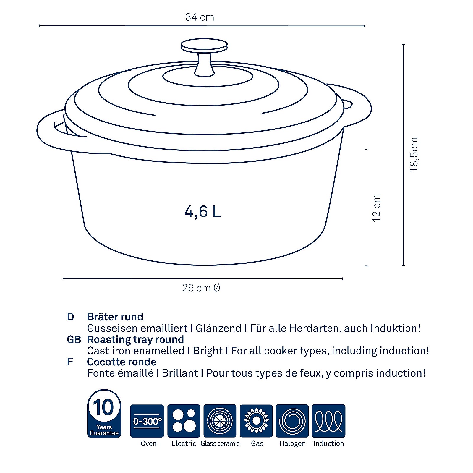 Kela Bräter CALIDO in Farbe Hellgrau, Kochgeschirr, Topf, Holländischer Ofen
