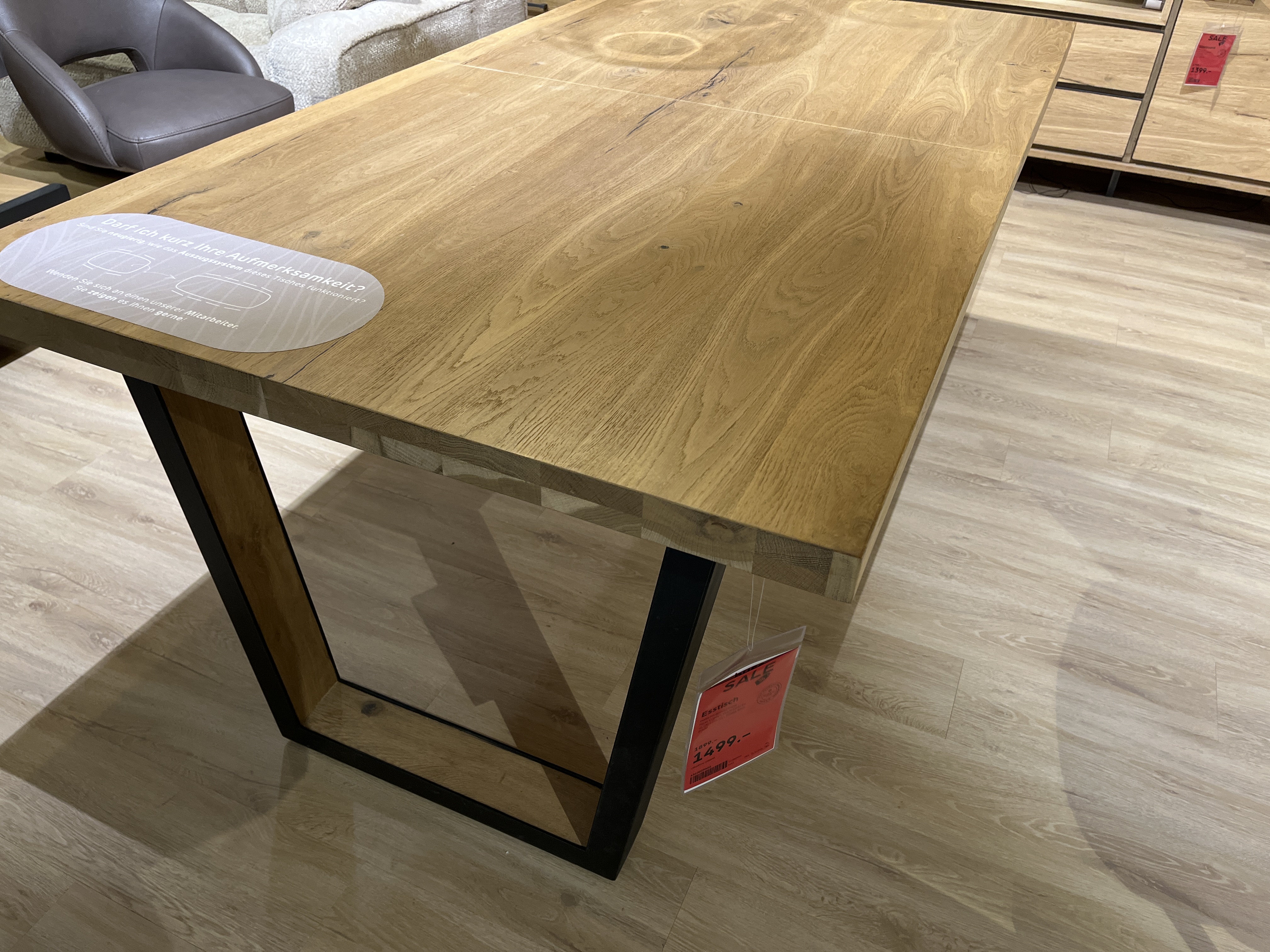Henders & Hazel Tisch METALOX 54651-RWB, Esstisch, Eiche, Holzmaserung, Schwarzes Metallgestell, Rechteckige Tischplatte