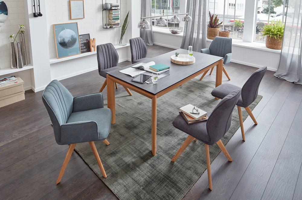 Interliving Esstisch IL5102 ca. 140(240)x90cm mit Platte HPL Deton-Design/Gestell Wildeiche massiv Interliving Esstisch IL5102 ca. 140(240)x90cm mit Platte HPL Deton-Design/Gestell Wildeiche massiv