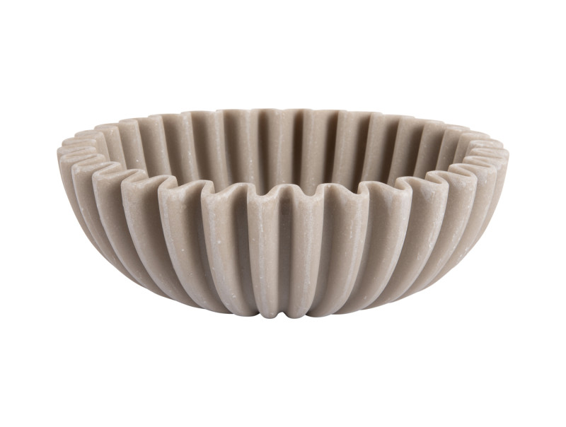 Bowl WAVE in Fb. light grey, Schüssel, Rillenschüssel, Beige, kuchenform, Porzellan
