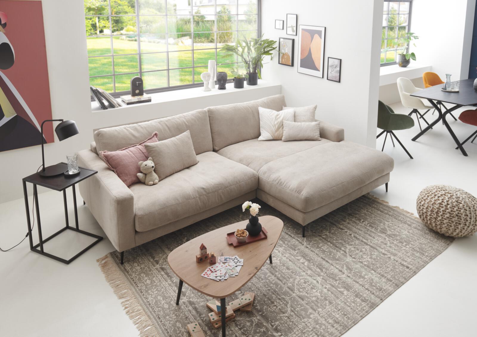 Candy Polsterecke UPTOWN ca. 272x190cm in Stoff Feincord sand, Dekoration für Zuhause, Mobiliar, Tabelle, Couch, Sprecher