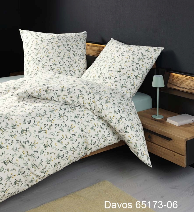 Janine Design Bettwäsche DAVOS ca. 155x220cm in Farbe salbeigrün gelb