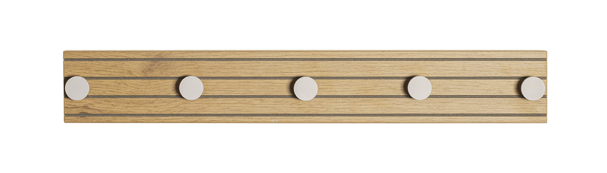 Garderobenleiste POLAR in Holzfarben, Wandboard, Wandboard, Holz, Kleiderhaken, fünf Haken, hakenleiste, holz, holzplatte, 5haken, holzfarbion