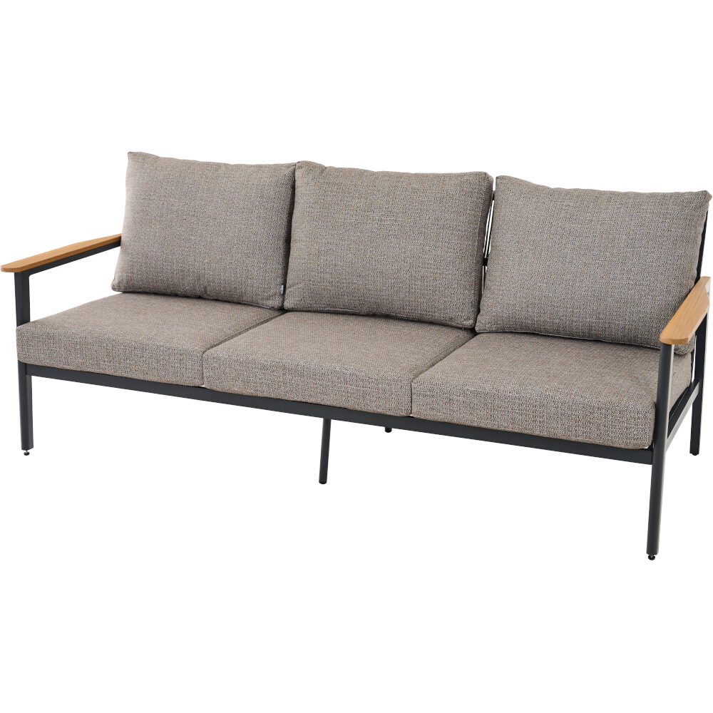 Lounge-Set 4-teilig LIGURIA in Farbe Gardino®-Geflecht twisted in taupe grau , Couch, Mobiliar, Kissen, Dekoration für Zuhause