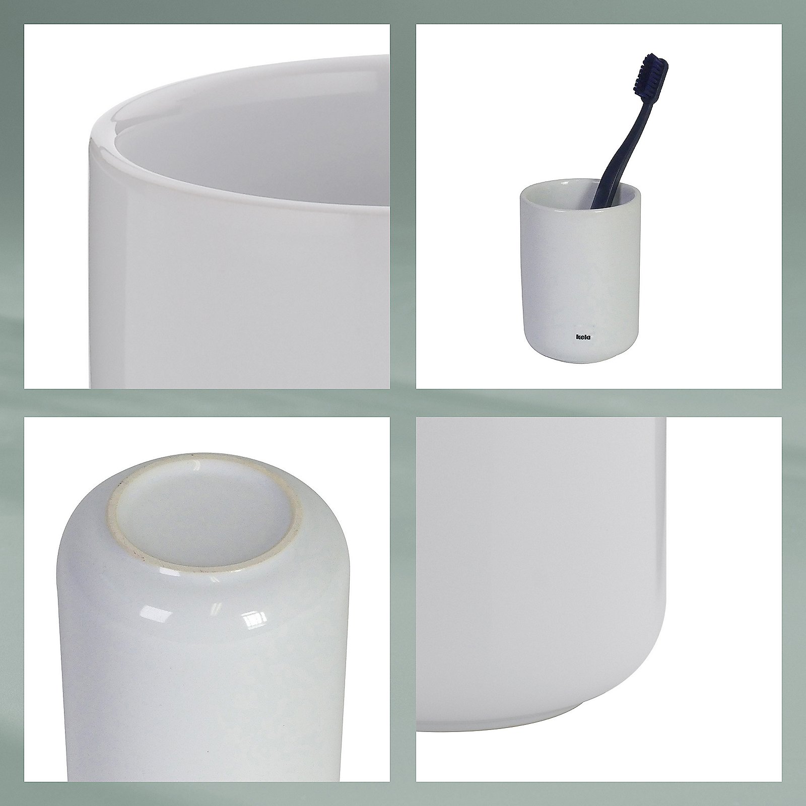 Kela Becher Isabella weiß ISABELLA in , Krug, Töpferei, Porzellan, Pinsel, Zahnbürste