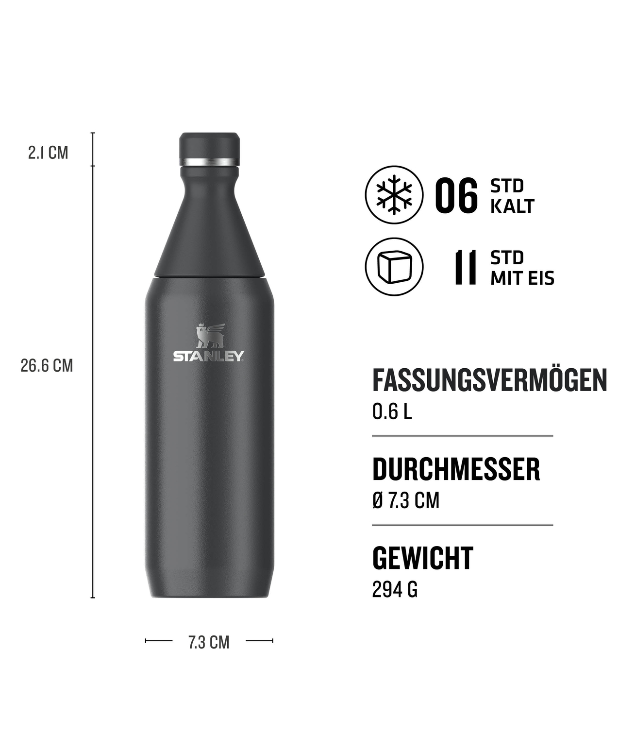 Stanley All Day Slim Bottle in Farbe Black Stanley All Day Slim Bottle in Farbe Black