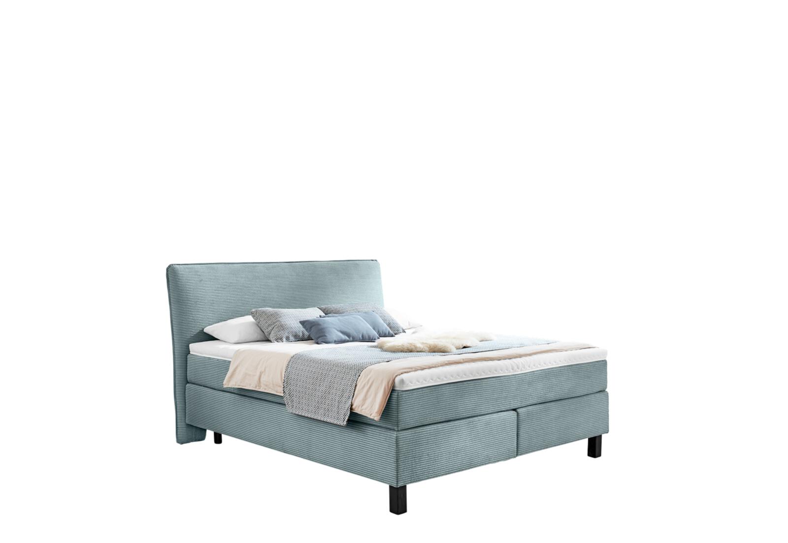 Boxspringbett Velluto ca. 180 x 200 cm in Stoff Cord aqua blau