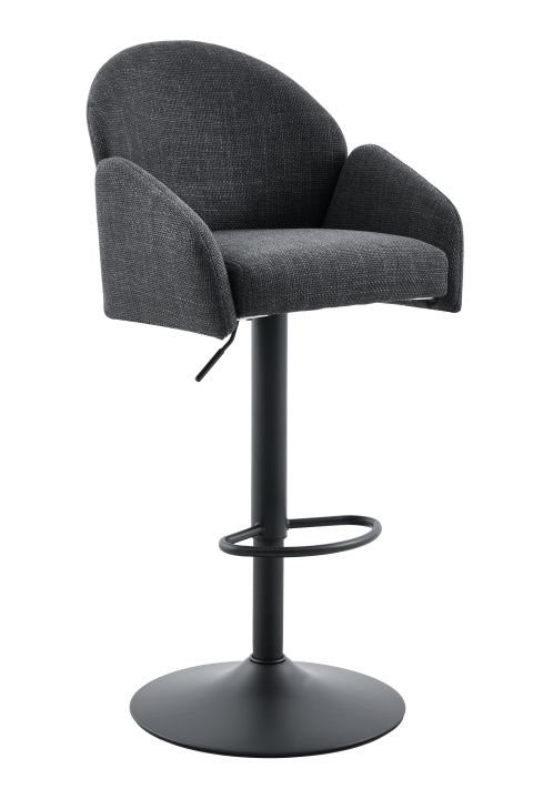 Hela Barhocker HOLLY H ca. B53 H96 T57 cm in Stoff WS anthrazit 28/03, Barhocker, Stuhl, Lederstoff, Grau, Rundfuß