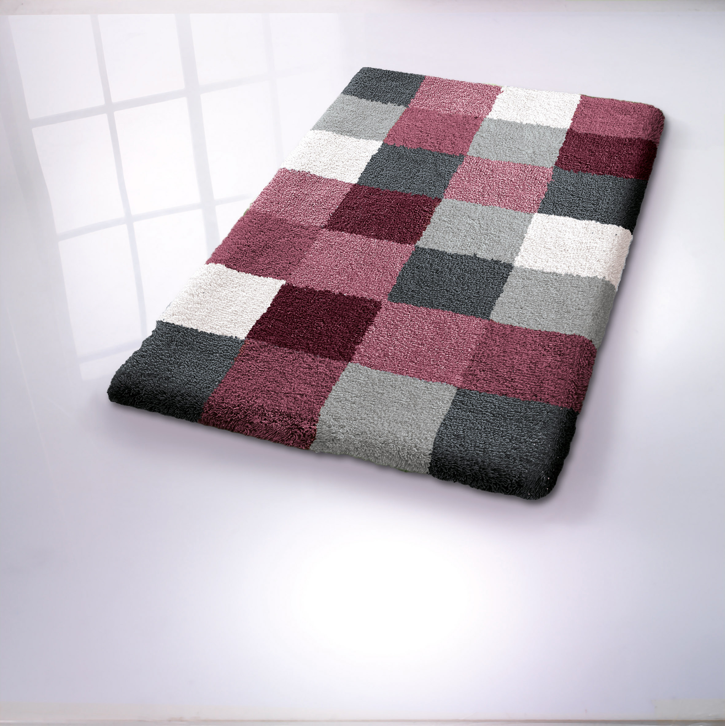 Kleine Wolke Badteppich CARO ca. 60x105cm in Farbe Old Rose, Tuch, Handtuch, Plaid, Muster, Farbblock