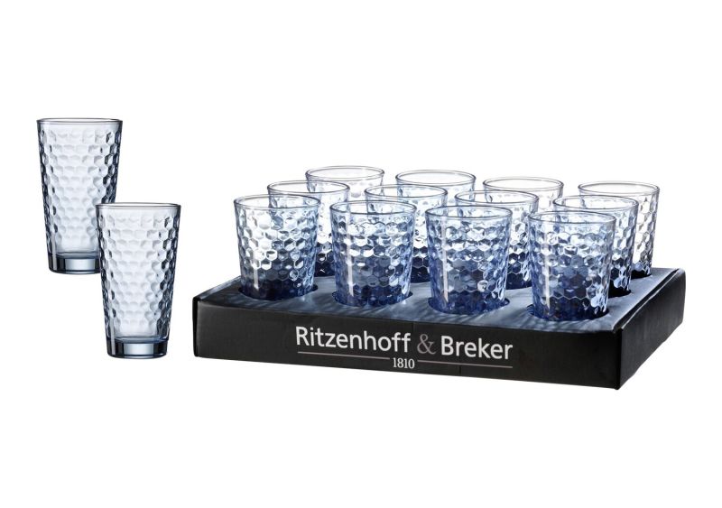 Ritzenhoff & Breker Longdrinkglas 400ml FAVO in blau, ca. B:8cm L:8cm