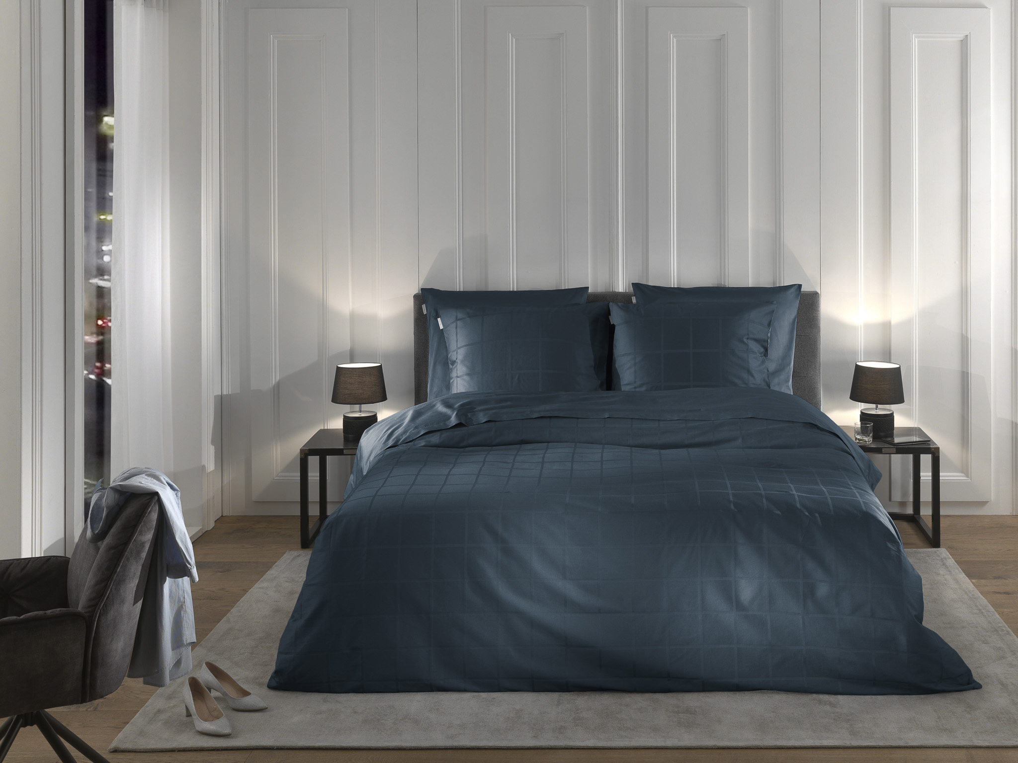 Bettwäsche DIAMANTE ca. 200x200cm in Farbe Maritime Blue