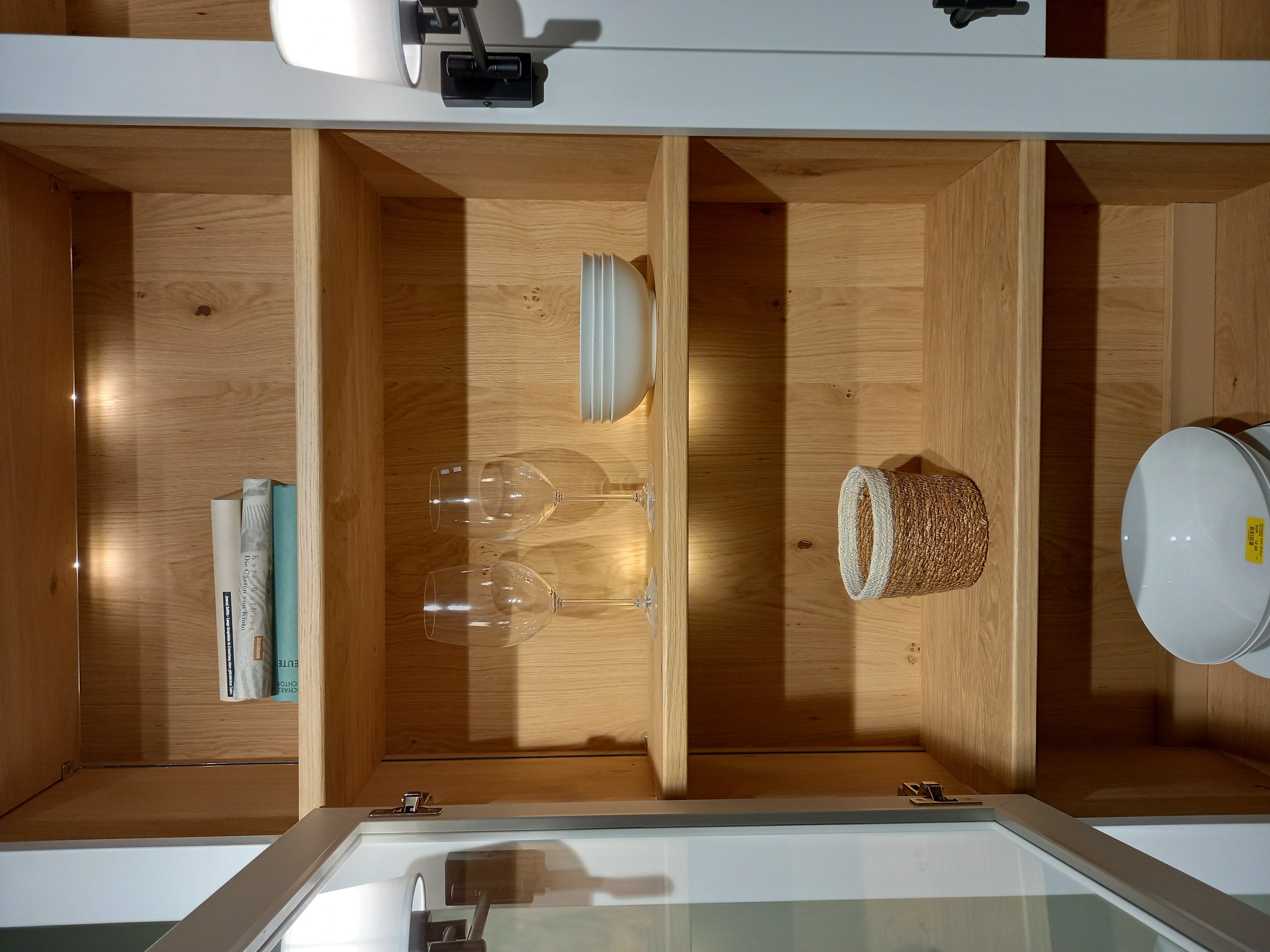 SCHÖNER WOHNEN-Kollektion Bücherwand VILAGE ca. B238 H266 T43/33 cm in weiß / Akzent Asteiche PG.1, Innenarchitektur, Schrank, Holz, Hartholz, Regal