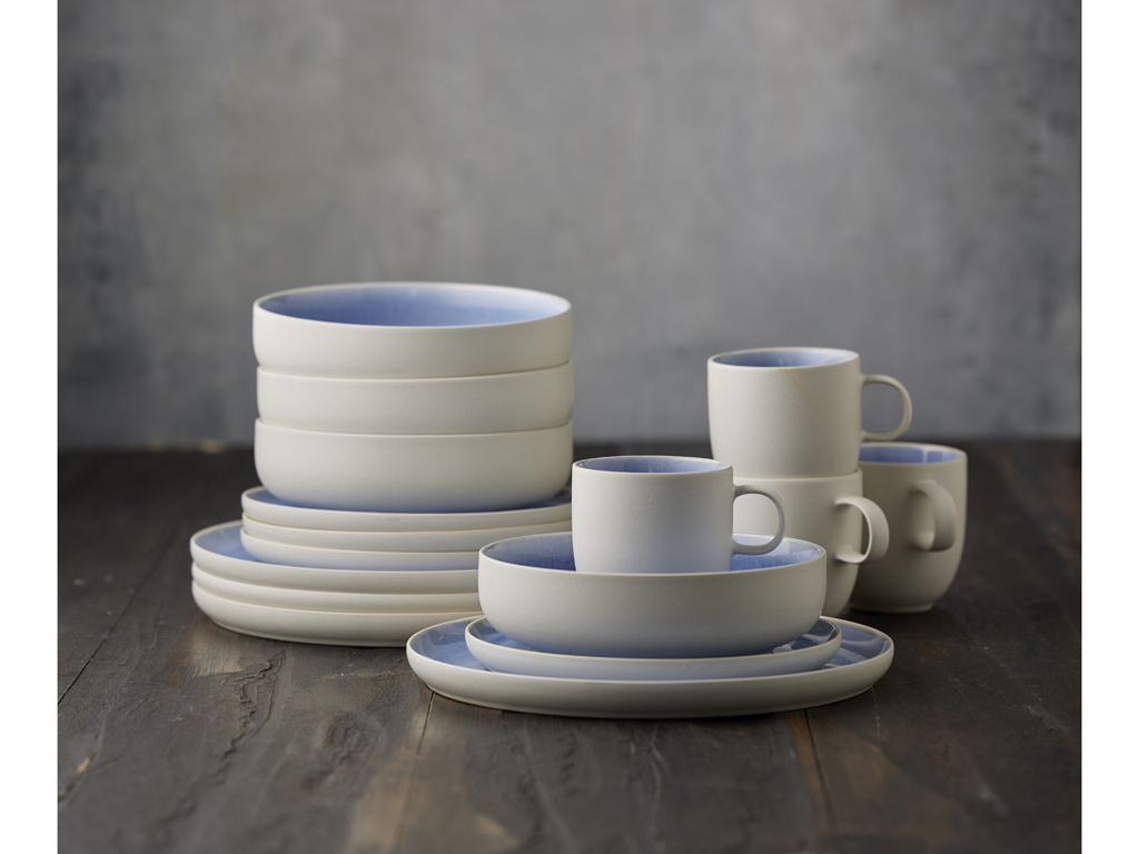 F&H Geschirrset STUDIO ROUND NORTH in Farbe Matte white/Shiny river