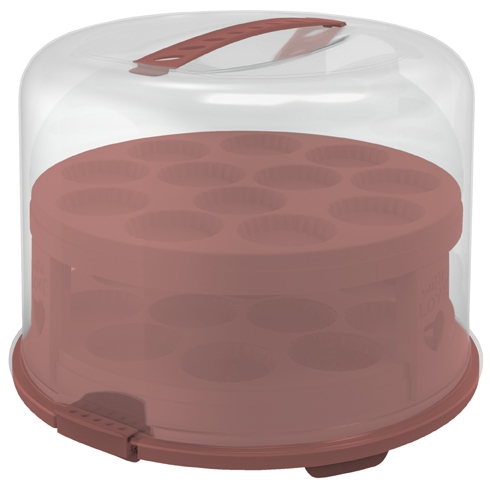 Rotho Tortenglocke XL 26cm mit Trays FRESH in Farbe Iron Rot