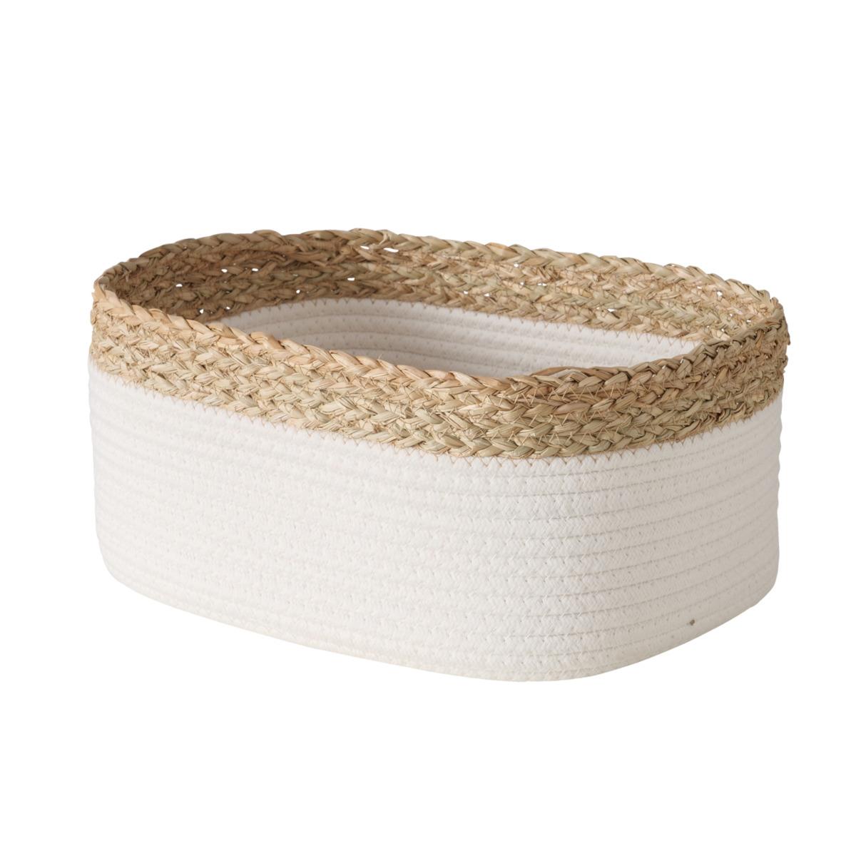 Boltze Korb Ioana 14cm  in Textil/Holz, Wickeltasche, Seagrass, Stoffkorb, Aufbewahrung, Naturfarben