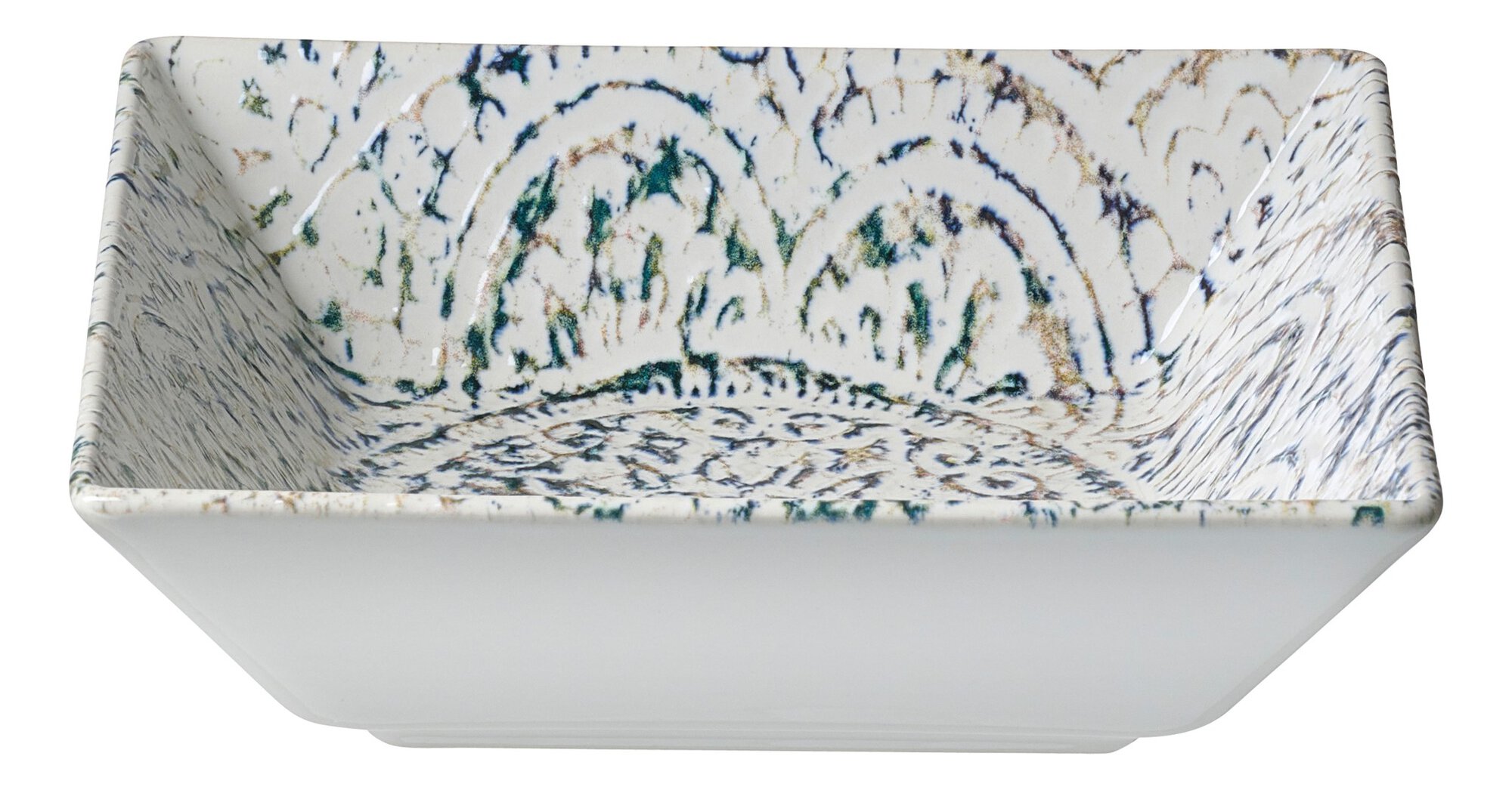 Ritzenhoff & Breker Schale LUIGI 17x17cm aus Steinzeug beige/blau/grün, Schale, Keramik, Weiß, Marmor, Muster