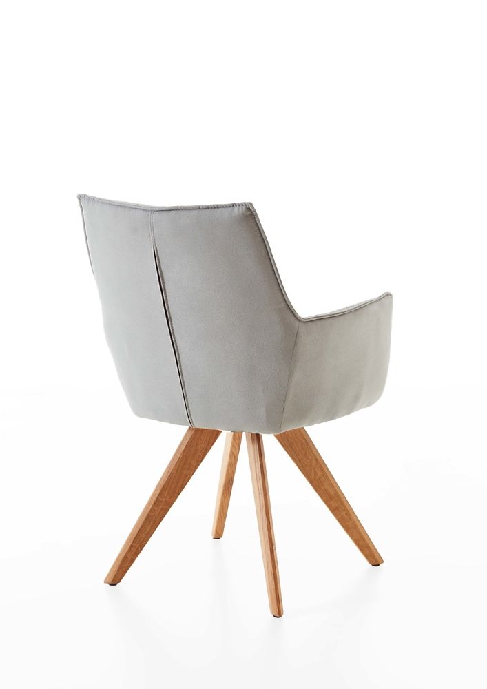 Niehoff Armlehnstuhl 4er-Set LATINA in Stoff Arizona platingrau, Sperrholz, Holz, Mobiliar, Stuhl