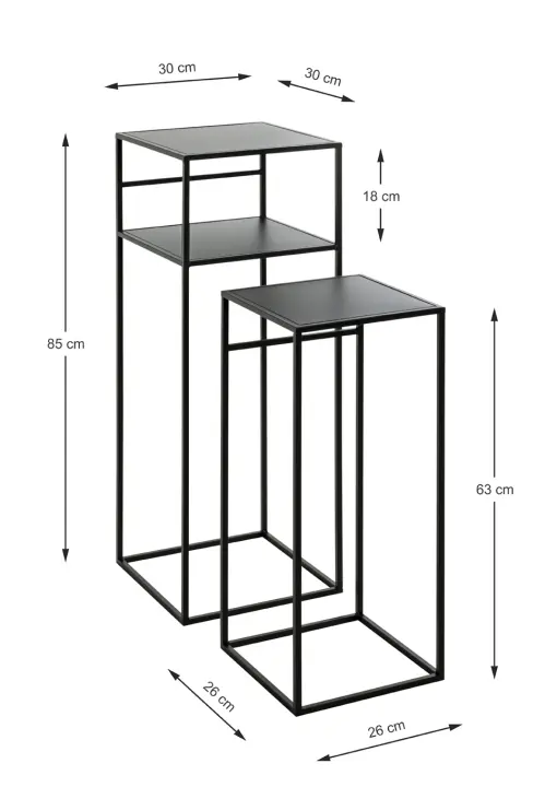 Haku Möbel Beistelltisch BRISBANE 2 in Ablage Metall schwarz lackiert