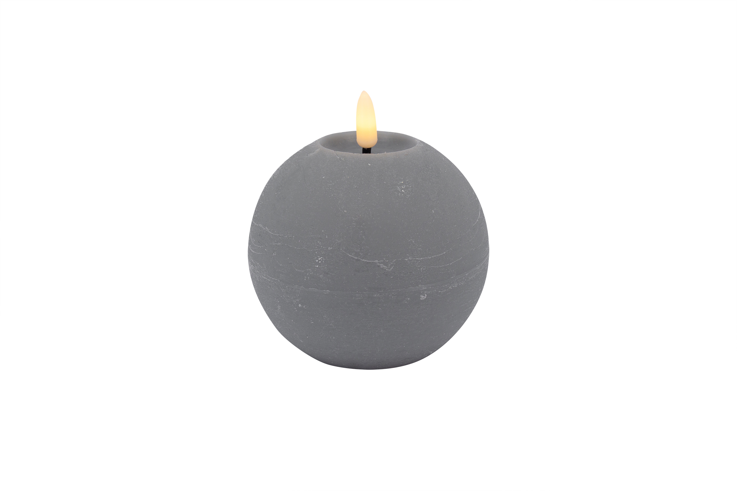 L.C. Wholesaler LED-Kugelkerze BASIC ca. Ø 10, H 8,5cm in grey rustik, 10x8.5cm