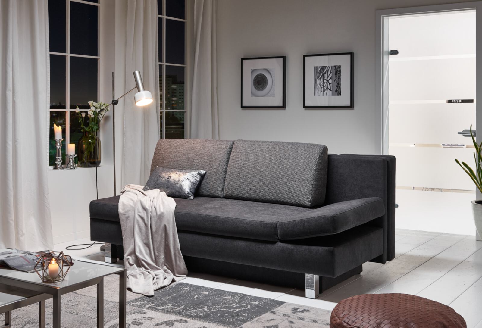 Restyl Verwandlungssofa TINO in Sitz Stoff 55-6323 anthrazit